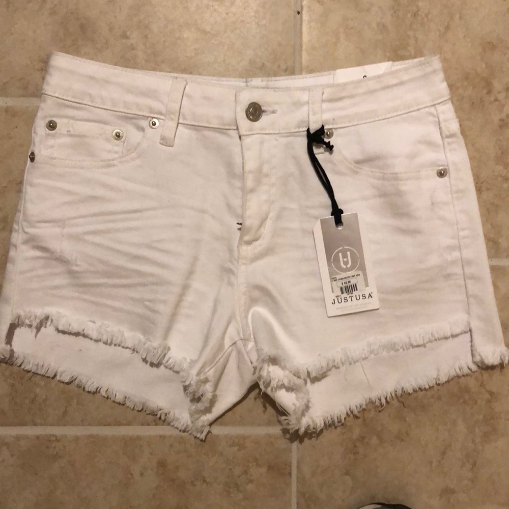 NWT white jean shorts